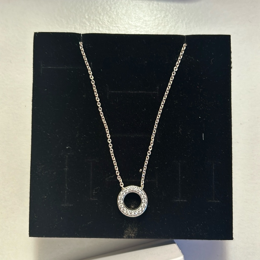 Pandora Logo Pave Circle Necklace